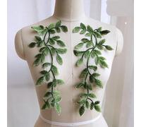 Yulakes 1 paire de patchs à coudre Green Leaf Venise en dentelle Trim Green Leaves Patches Appliquées Décoration Vine pour costumes et projets d'artisanat