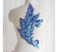 Yulakes 1 pièce d'application en forme de plume à paillettes, à coudre, décolleté en dentelle et bordure en strass, patch pour bricolage, décolleté, robe de mariée