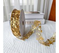 Yulakes 10 yards de musique dorée - Ruban gros-grain - Notation artisanale - Accessoire de musique pour la maison - Accessoire de Noël