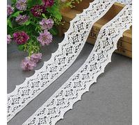 Yulakes 10 yards ruban au crochet en dentelle de coton - Vintage - 4,4 cm - Accessoire de décoration de mariage, couture artisanale, scrapbooking - Boîte cadeau incluse (blanc)