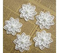 Yulakes 12 perles de polyester, fleurs brodées, bordure en dentelle, accessoires de couture, bricolage