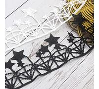 Yulakes 2 yards étoiles - Pompons solubles dans l'eau - Bordure en dentelle brodée - Pompons en dentelle - Pour costume, tissus d'ameublement, rideaux, vêtements, couture (noir)