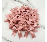 Yulakes 200PCS Mini Noeuds en Satin Nœuds en Satin Nœuds Décoratifs Nœuds Petits Nœuds en Ruban de Satin pour Cartes de Décoration de Mariage Bricolage Artisanat Cheveux Noeud Chapeau (rose frais)