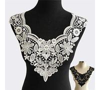 Yulakes 2pcs blanc noir dentelle col col insert col broderie encolure dentelle col dentelle appliques patch pour vêtements bricolage accessoires de couture artisanat