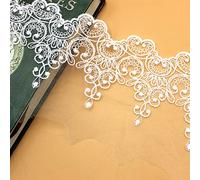 Yulakes 3 yards - Fil de coton - Bordure en dentelle - Ruban décoratif en dentelle - Motif floral - Pour artisanat, lingerie, robe de mariage, décoration (blanc)