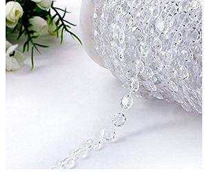 Yulakes 30 m/30,2 m Rouleau de cristal comme Perles Chaîne Guirlande Perles Rideau pour Chandelier Décoration de mariage de sapin de Noël Craft Decor 10 mm