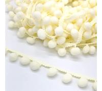 Yulakes 5 Yards 25mm Bordure à Pompons Galon Pompon Dentelle Pompon Galon Frange Pompon Ruban Couture Dentelle Frange Bordure Galon à Frange Mini-Bordure à Pompons (beige)