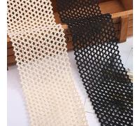 Yulakes 5 yards Fil de coton uni Maille creuse Ruban en dentelle tissée Dentelle tissée DIY Sous-vêtement décoratif Dentelle 6 cm de large (noir)