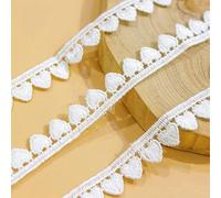 Yulakes 5 yards Ruban en dentelle blanche brodée cœur dentelle soluble dans l'eau bordure en dentelle tissu à coudre bricolage vêtements accessoires 1 cm
