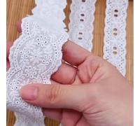 Yulakes 7Yards - Ruban en dentelle en coton - Motif œil blanc - Broderie nœud - Pour couture, robe, poupées/animaux de compagnie (blanc A)