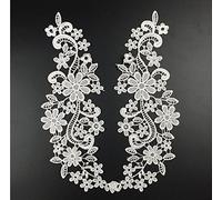 Yulakes Applique en Dentelle Avec Col Tressé pour Robe de Bricolage - Fleurs Blanches, Broderie Guipure de Mariage - Taille Unique L573 (Blanc)