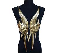 Yulakes Applique en dentelle brodée dorée à paillettes - Col en dentelle - Pour robe de mariée élégante - Accessoire de décoration de vêtements (1 pièce)