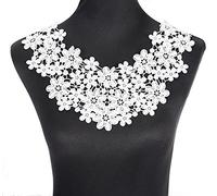 Yulakes Blanc floral Broderie Dentelle décolleté col Venise Dentelle Applique Patch Bordure en dentelle Tissu de mariage DIY Couture