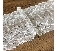 Yulakes Bordure en dentelle élastique en dentelle florale pour mariage 18 cm de large Blanc