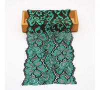 Yulakes Bordure en dentelle stretch vintage - Ruban décoratif en dentelle florale - Pour mariage, artisanat - 18 cm de large - Vert