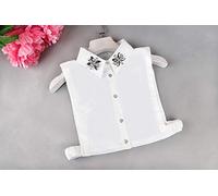 Yulakes Chemisier blanc avec col plastron amovible vintage élégant pour femme