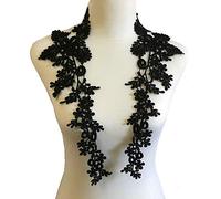 Yulakes Col en dentelle brodée, col en dentelle, col d'intervention, écussons décoratifs, embellishments pour robe, bricolage, travail manuel, noir