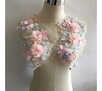 Yulakes Décolleté en Dentelle, Applique Fleurs Tridimensionnelles, Imitation Perle, Col Broderie, Bricolage Tulle, Décoration Vêtements (B)