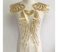 Yulakes Gold Stickerei Spitze Applikation Patch Gold Pailletten Spitze Ausschnitt Kragen Hochzeit edles Kleid Nähen DIY Brautkleid Dekoration Kleidung Zubehör (Style 5)