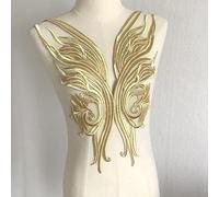 Yulakes Gold Stickerei Spitze Applikation Patch Gold Pailletten Spitze Ausschnitt Kragen Hochzeit edles Kleid Nähen DIY Brautkleid Dekoration Kleidung Zubehör (Style 1)