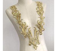 Yulakes Gold Stickerei Spitze Applikation Patch Gold Pailletten Spitze Ausschnitt Kragen Hochzeit edles Kleid Nähen DIY Brautkleid Dekoration Kleidung Zubehör (Style 2)