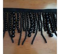 Yulakes Longue frange de perles blanches et noires de 0,9 m - Pendentif en dentelle - Pour vêtements, robes, vêtements - Frange en dentelle - Décoration de chaussures - Ornements à suspendre - Rideau