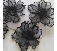 Yulakes Lot de 10 écussons brodés en dentelle en organza - Motif fleurs - À coudre - Pour loisirs créatifs et décoration sur vêtements - Noir
