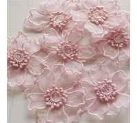 Yulakes Lot de 10 écussons brodés en dentelle en organza - Motif fleurs - À coudre - Pour loisirs créatifs et décoration sur vêtements - Rose