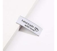 Yulakes Lot de 100 étiquettes en tissu faites à la main avec amour, étiquettes en tissu, étiquettes en tissu, fabriquées à la main, décoration de bricolage (blanc)