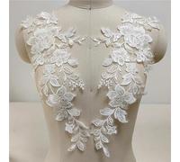 Yulakes Lot de 2 appliques en dentelle 3D fleurs paillettes dentelle tissu décoration pour vêtements accessoires couture sur tissu costume artisanat (blanc cassé)