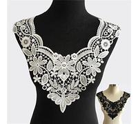 Yulakes Lot de 2 broderies encolure en dentelle col en dentelle pour robe DIY à la main Blanc