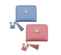 Yulakes Lot de 2 mini porte-monnaie mignons pour femme et fille - En cuir synthétique souple - Avec fermeture éclair - Porte-monnaie mignon et pratique - Compartiment à monnaie et compartiments pour