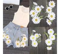 Yulakes Lot de 2 paires de patchs brodés tournesol en dentelle à coudre pour vêtements, vêtements, vêtements, autocollants, robes à coudre