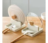 Yulakes Lot de 2 repousse-cuillères pour plaque de cuisson, support de couvercle en plastique, porte-ustensiles de cuisine