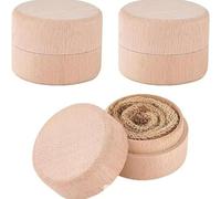 Yulakes Lot de 3 mini boîtes rondes en bois - Pour bagues, boucles d'oreilles - Pour suggestion de mariage, bague et dent de lait - 5 x 3,5 cm