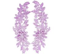 Yulakes Lot de 4 appliques en dentelle à motif de fleur - Broderie - Pour robe de mariée, costumes, couture, accessoires de vêtements (violet)