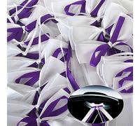 Yulakes Lot de 50 boucles de voiture en satin blanc et violet pour décoration de mariage