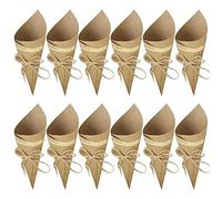 Yulakes Lot de 50 Cônes en Papier Kraft pour Bouquet de Mariage - Confettis, Bonbons et Fleurs - Bricolage et Fête