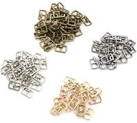 Yulakes Lot de 80 mini sangles à boucle en alliage rectangulaires Adjuster Tri-Glide Slides en métal Boucle de ceinture Boucle en métal Pochette pour poupées Chaussures Accessoires