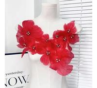 Yulakes Mesh Fleurs Tissu Patch Tissu brodé à la main Patch décoration bricolage fleurs de dentelle dentelle brodé patch vêtements accessoires (rouge)