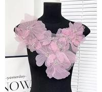 Yulakes Mesh Fleurs Tissu Patch Tissu brodé à la main Patch décoration bricolage fleurs de dentelle dentelle brodé patch vêtements accessoires (rose)