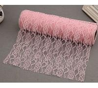 Yulakes - Nappe en dentelle vintage avec bordure en dentelle - Table runner - 30 cm x 9 m - Rose - Dentelle - Lace