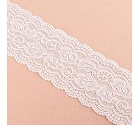 Yulakes Ruban de dentelle, élastique, 4,57 m de long, blanche, pour travaux manuels, lingerie de mariage, idéale comme décoration de robe de mariage, largeur : 10 cm, blanche