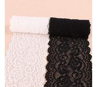 Yulakes Ruban de dentelle élastique, 4,57 m de long, noire et blanche, pour travaux manuels, lingerie de mariage, idéale comme décoration de robe de mariage, largeur : 10 cm, noire