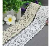 Yulakes Ruban de dentelle en coton - 5 yards - 6,5 cm - Style vintage - Pour couture, artisanat, mariage, décoration, scrapbooking, boîte cadeau - Y06010 (beige)