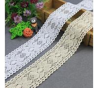 Yulakes Ruban de dentelle en coton - Style vintage - 5 yards - 6 cm - Pour couture, artisanat, mariage, décoration, scrapbooking, boîte cadeau (blanc)