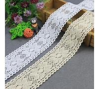 Yulakes Ruban de dentelle en coton - Style vintage - 5 yards - 6 cm - Pour couture, artisanat, mariage, décoration, scrapbooking, boîte cadeau (beige)