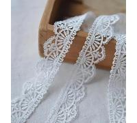 Yulakes Ruban de dentelle soluble dans l'eau - Style vintage - 2,5 cm - Pour couture, artisanat, mariage, décoration, scrapbooking, boîte cadeau - 2,5 cm (blanc)