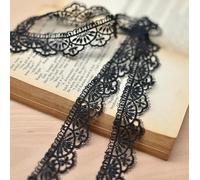 Yulakes Ruban de dentelle soluble dans l'eau - Style vintage - 2,5 cm - Pour couture, artisanat, mariage, décoration, scrapbooking, boîte cadeau - 2,5 cm (noir)