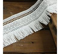 Yulakes Ruban de dentelle vintage en coton - 7 cm - Pour couture, artisanat, mariage, décoration, scrapbooking, boîte cadeau (blanc)